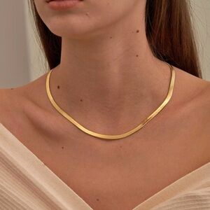 18k Gold Filled Herringbone Necklace for women